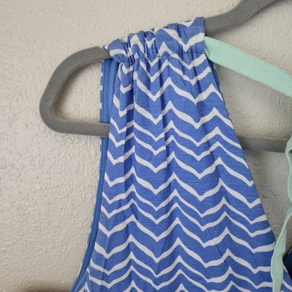 Vineyard Vines Blue Whales Chevron Sleevless Vneck Maxi Dress Tie Back XS - Picture 9 of 9
